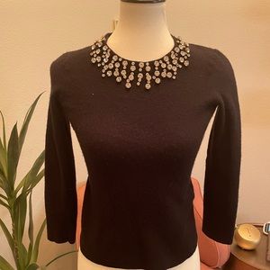 Beautiful faux diamonds embellished black sweater.